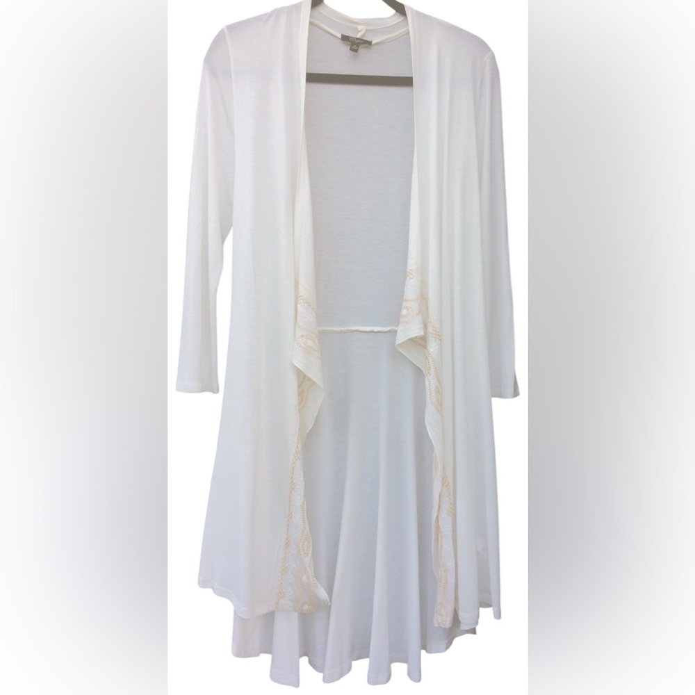 Cupio 100% Viscose Open Front SOFT Cardigan w/Gold Embroidery Detail